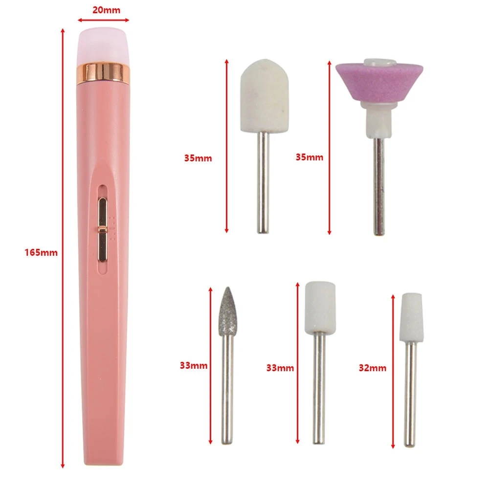 5PCS Ceramic Electric Nail Polisher Portable Nail Remover 3-speed Strong Motor High-speed Silent Not Shock Hand Manicure Tools