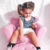 Kids Sofa Set with Footstool, Princess Sofa with Diamond Decoration, Pink 6