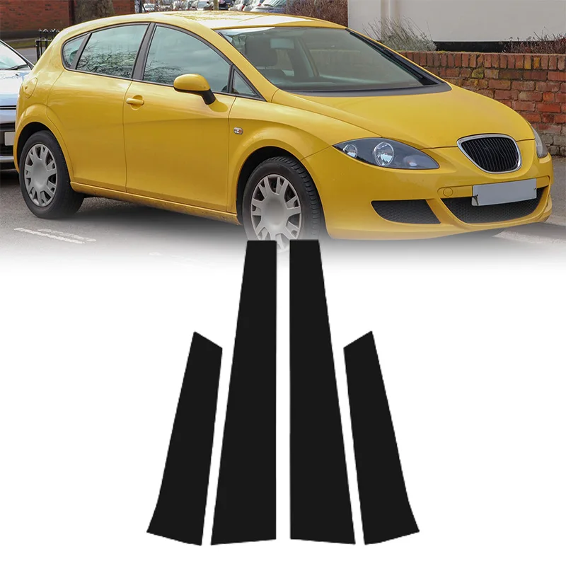 KUNGKIC For Seat Leon 2005-2012 Car B Pillar Cover Car Window Pillar Decorative Sticker Decorative Window A B Pillar Sticker Accessories, 4 Pieces (Black