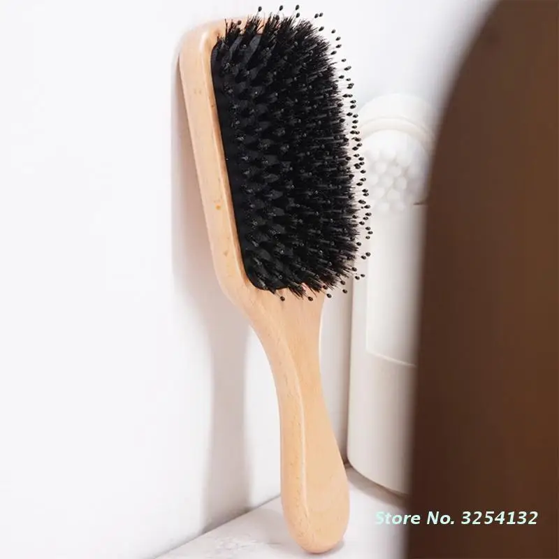 

Professional Wood Paddle Hair Brush Bristle Anti-Static Scalp Massage for Blow Drying Wet Dry Curly Thick Straight Hair