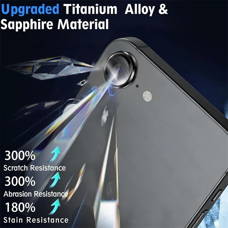 Enhanced Metal Ring Case with Tempered Glass Back Camera Protector and 9H HD Rear Lens Cover