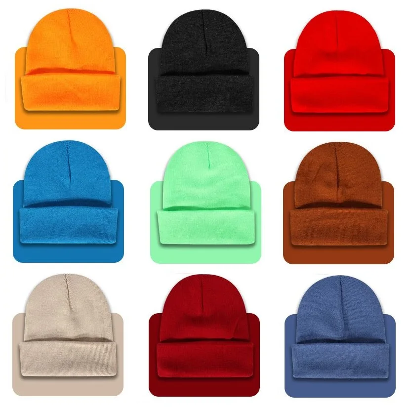 

Unisex adult women's warm beanie hat Winter thick solid plain sports hip hop skullcap Multi color Ski knitted hat For male men