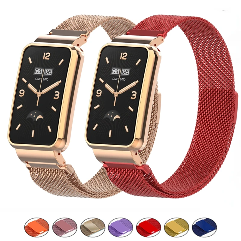 

Milanese Strap+Metal Case For Xiaomi Mi band 7 Pro Stainless Steel Magnetic Loop Breathable Wristband For Mi band 7 pro Bracelet