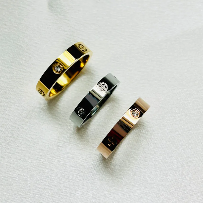 2024 Classic Cross with Stone Luxury Brand Stainless Steel Ring for Girl Women Couple Rings In Wedding Birthday Gift Never Fade 2