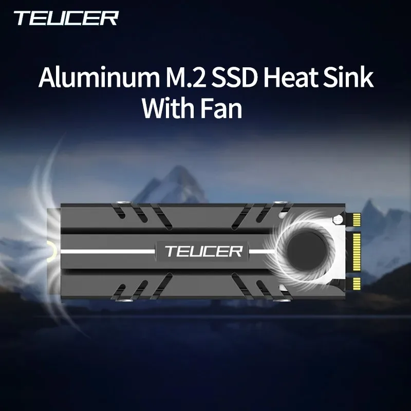 TEUCER 2280 SSD 방열판 M.2 NVME 라디에이터 공기 순환 냉각기 열 실리콘 패드가 있는 PC 효율적인 라디에이터