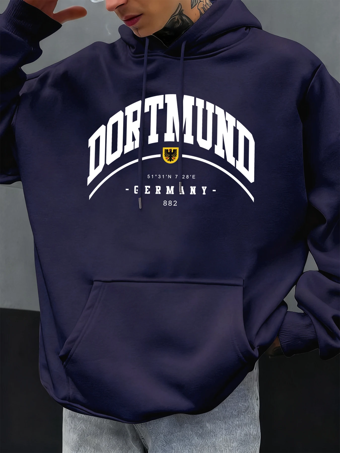 Dortmund Germany Letter Pattern Autumn Hoody Men Casual Oversize Hoodies Fashion Fleece Clothing Personality Unisex Pullover