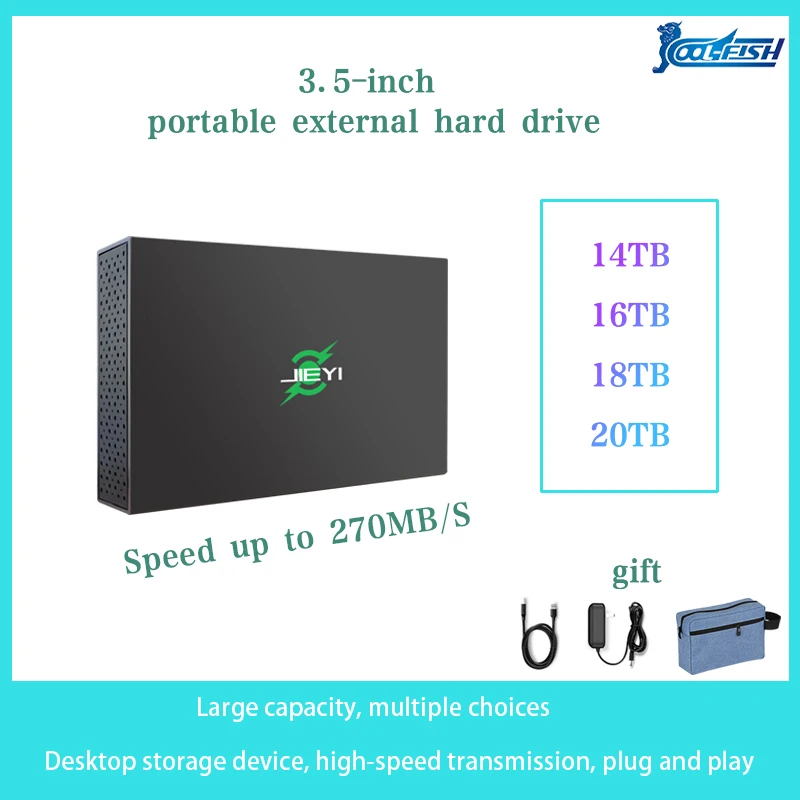 

CoolFish Portable External Hd 14T16T18T20T 3.5Inch External Hard Drive High-Capacity Hard Disk For Desktop/Laptop Free Shipping