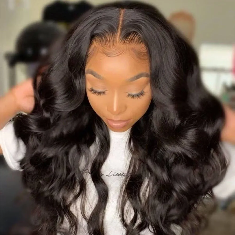 28 Inch Natural Black Lace Front Wigs Human Hair Pre Plucked Full Density Body Wave Lace Front Wigs Human Hair13x6 Wig 13x4 HD Transparent Full Frontal 5x5 Natural Wig For Woman Halloween Season 7