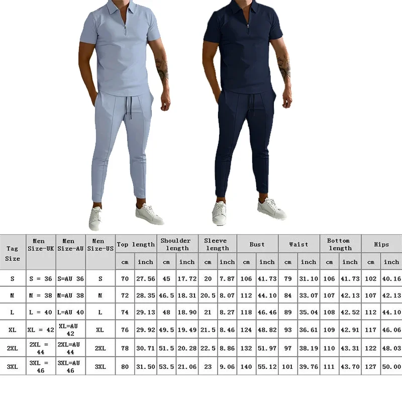 New Summer New Men's Suit Solid Color Short-sleeved Lapel POLO Shirt+sweatpants 2-piece Outdoor Sports and Leisure Suit S-3XL