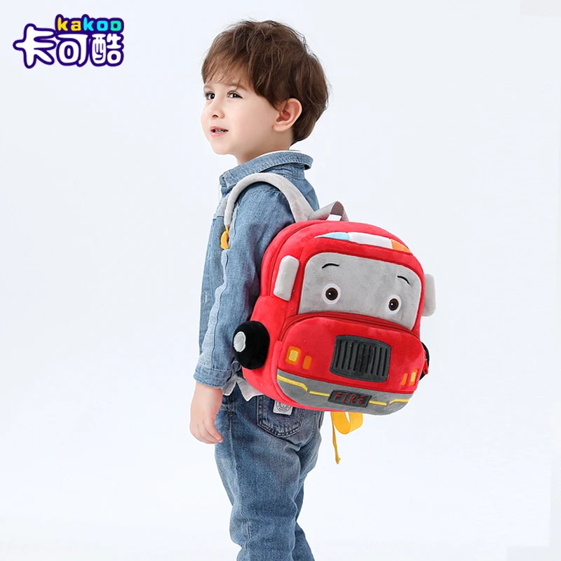 Stereo cartoon car backpack boy girl 2-4 years old kindergarten school bag kids backpack plush backpack 4