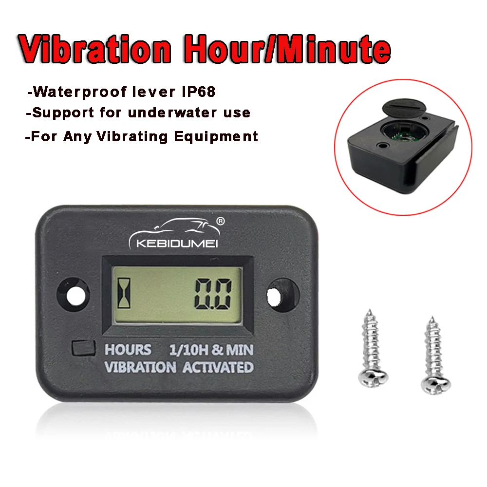 VibrationHourMeterWirelessDigitalLEDResettableEngineGaugefor