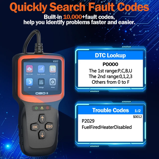 V317 MS309 OBD2 Scanner Oxygen Sensor Test Car Diagnostic Tools Fault Detector Engine Fault Dection OBD 2 Automobile Accessories 4