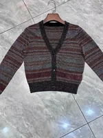 Striped Women's Knitted Cardigan Spring Single Breasted V-Neck Long Sleeve Fashion Ladies Sweater 2