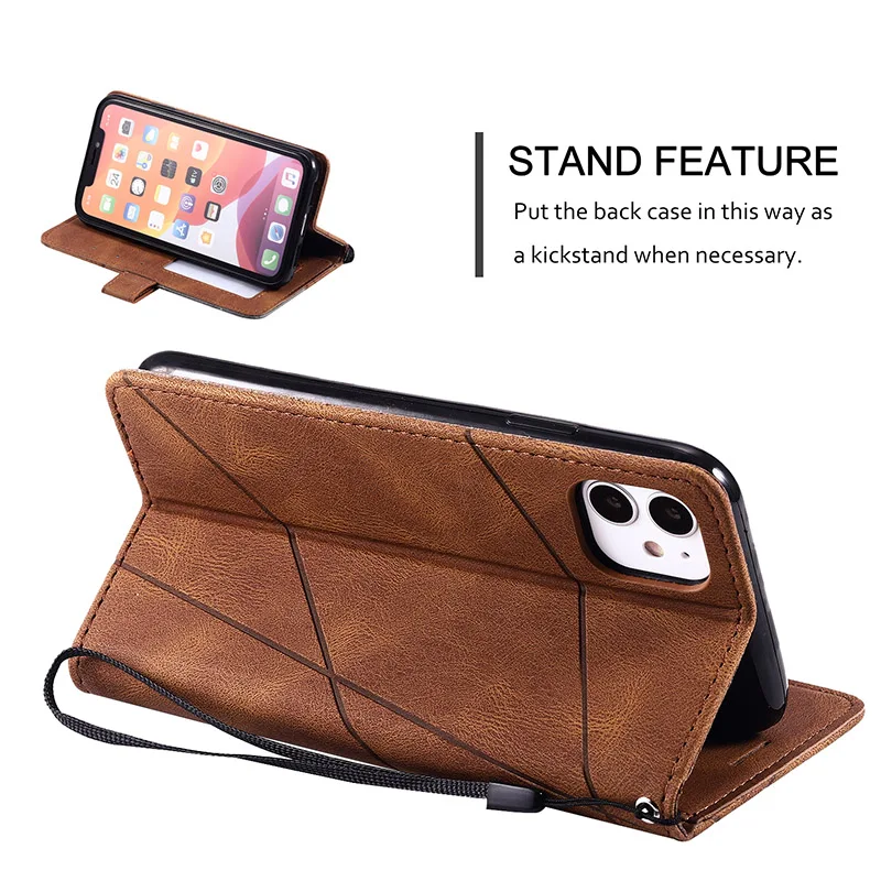 Luxurious Leather Wallet Case with Card Slot and Magnetic Flip Stand