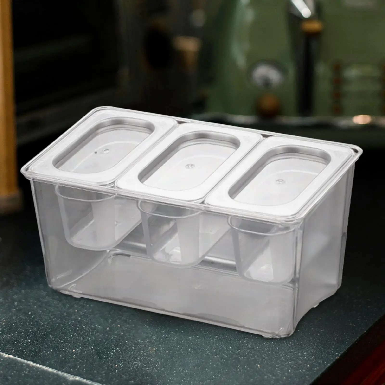 Chilled Condiment Server Tray Removable Compartments for Small Ingredients for Commercial Hot Dog Station BBQ Hotel Party