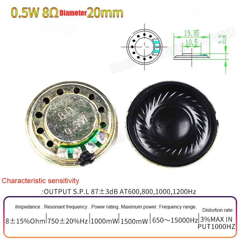 8 Ohm-0.5W D-20mm