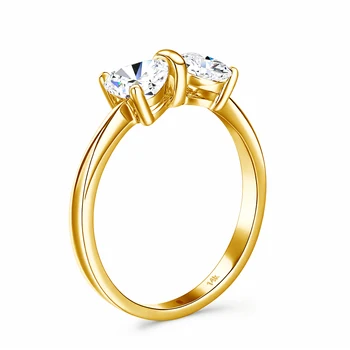 Heart Shaped Moissanite Bowknot Ring 14K Gold