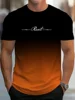 Men's Gradient Reset Letter 3D Printed T-shirt Summer Outdoor Casual Sports Quick Drying Short Sleeve Top Plus Size Men Clothing 3
