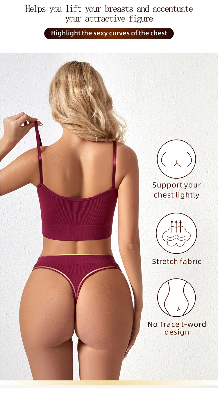 Damen Dessous Set Seamless Bralette Mit Slip Für Damen_voghion.com