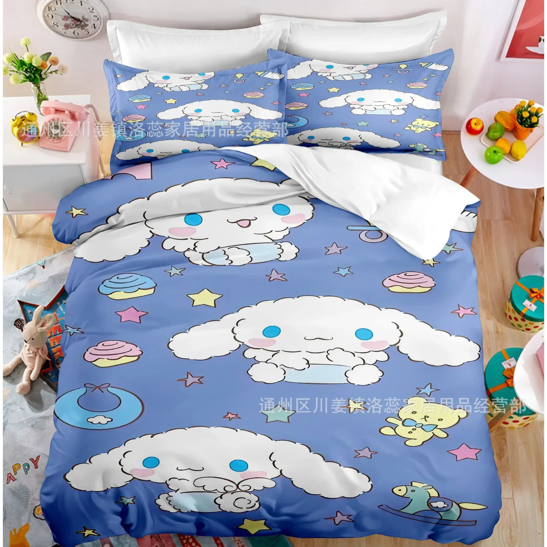 Cartoon Bedding Four-Piece Set Kuromi Melody Cotton Soft Comfort Sets Quilt Cover Bed Sheets Bed Accessories Best Gift