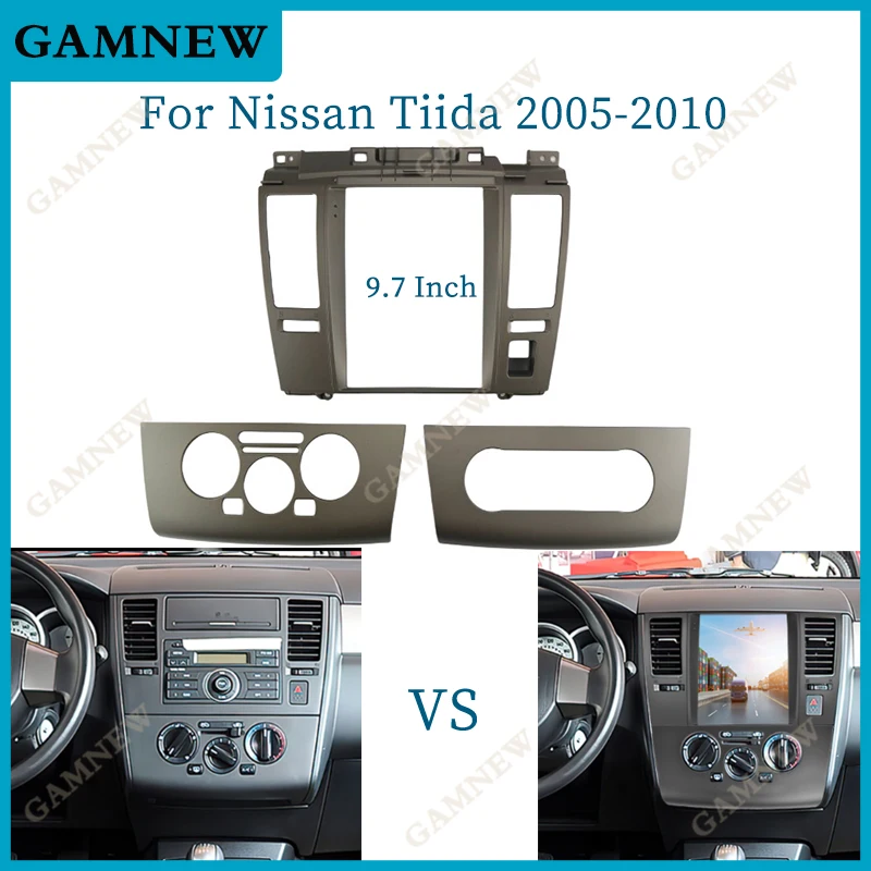 

9.7 Inch 2 Din Car Radio Fascias For Nissan Tiida 2005-2010 Tesla Style Multimedia Frame Head Unit Dash Player Stereo DVD Panel