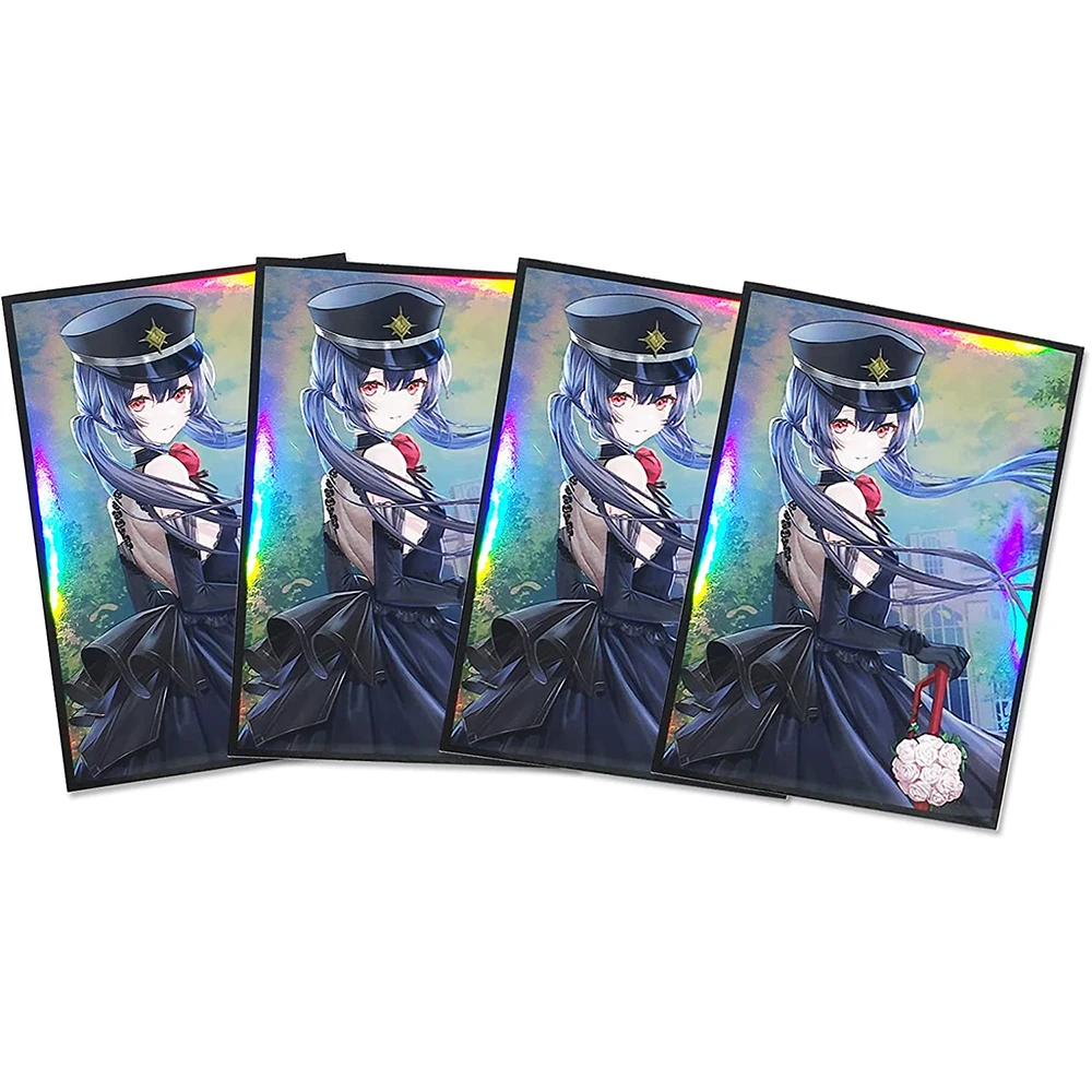 100PCS 63x90mm Trading Cards Protector Holographic Animation YuGiOh Card Sleeves Shield Laser Cute Card Deck Cover Japanese Size custom free samples manufacturer rfid blocking card bank card protector shield card
