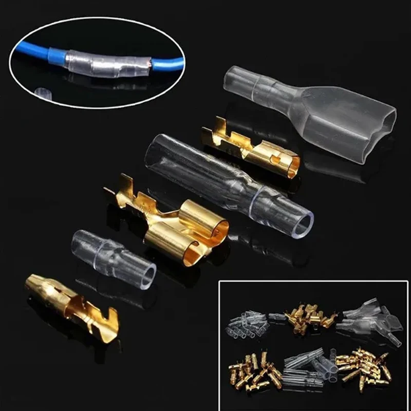 4.0mm bullet Crimp terminal car electrical wire connector diameter Female+Male+sheath Case Cold press terminal 1in2out 25 50sets
