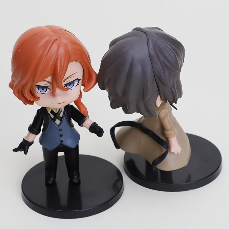 2Pcs Anime Bungo Stray Dogs Figures 10cm Dazai Osamu Nakahara Chuuya PVC Action Figure Bungo Stray Dogs Model Toys Doll for Kids goku toys