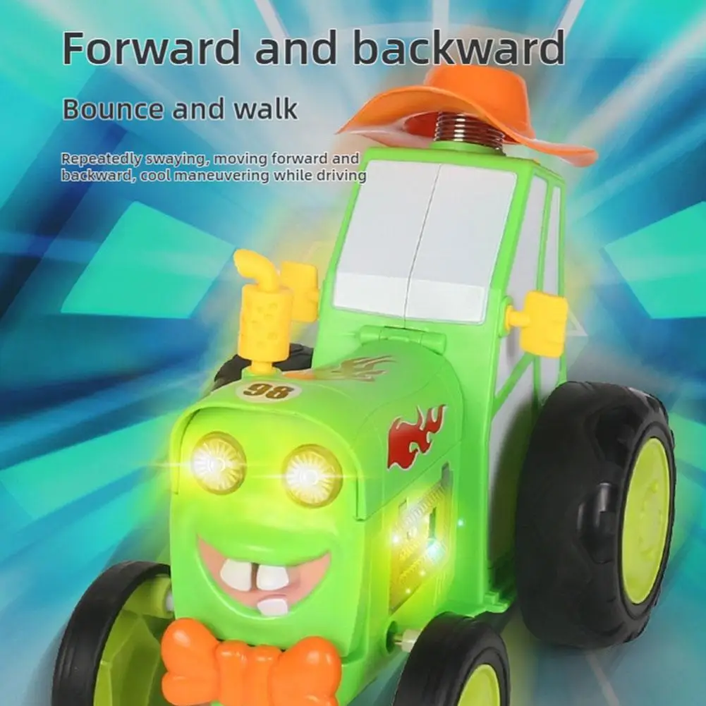 Crazy Jumping Car Remote Control Tumbling Electric Tractor Rotating LED Light Dancing Cool Stunt Car Children Christmas Toy Boy 5