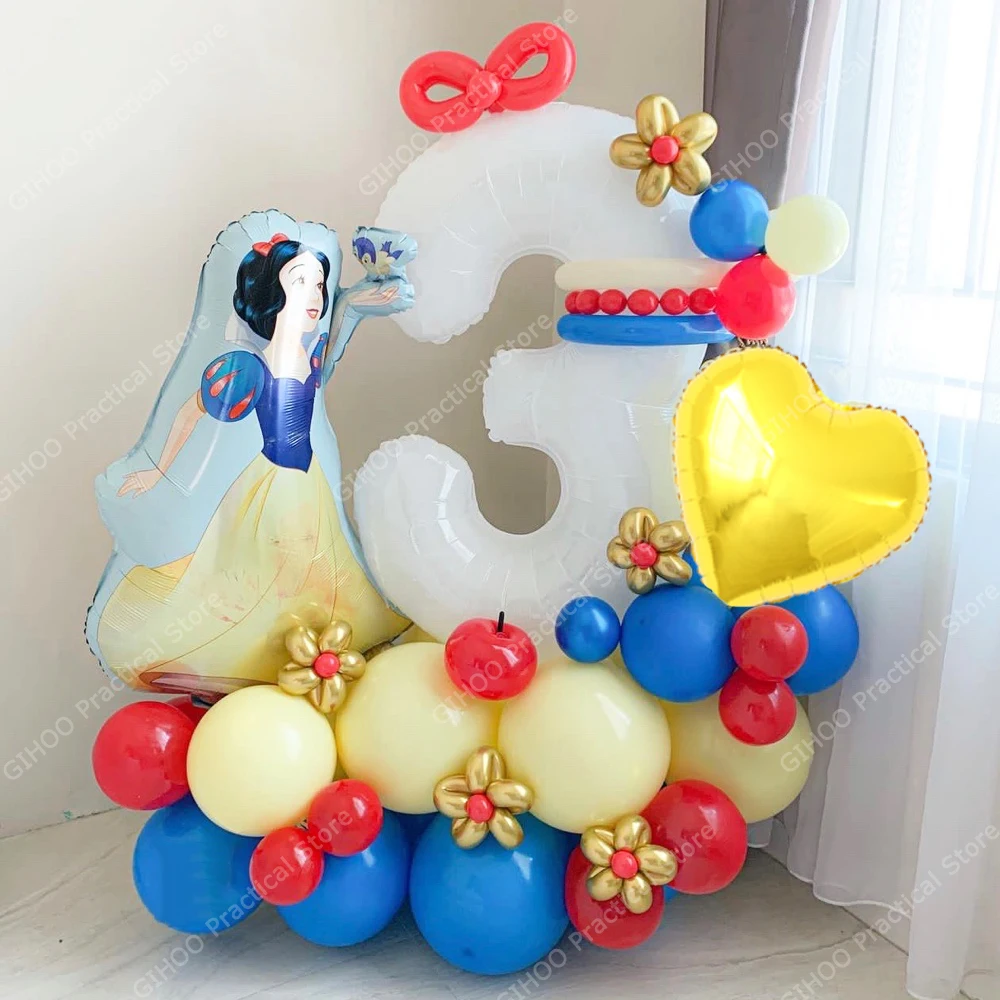 

36pcs Disney Princess Snow White Foil Balloons 32inch White Number Balloons Girls Birthday Baby Shower Christmas Decoration 2024