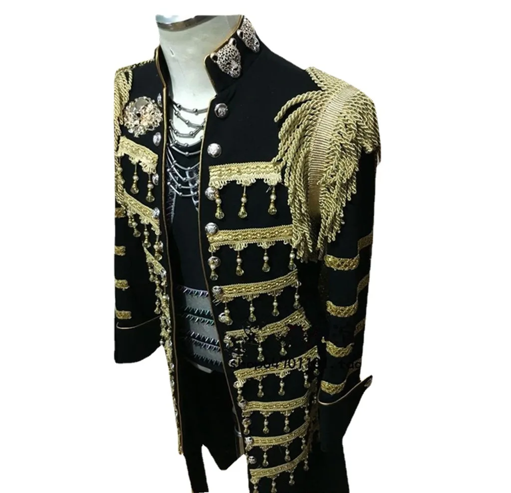 Long Clothes Men Suits Designs Homme Terno Stage Costumes For Singers Coats Men Sequins Blazer Dance Star Style Black Red White