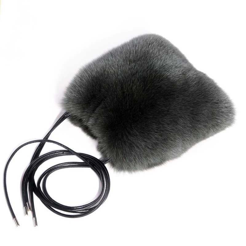 2023 Large Capacity Fur Shoulder Bag Women's Natural Fox Fur Casual Fluffy Crossbody Bag Drawstring Close Fashion Handbag