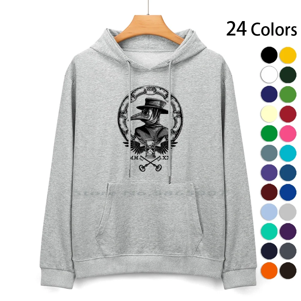 

Plague Pure Cotton Hoodie Sweater 24 Colors 2020 Winged Hourglass Roman Numerals Crossed Keys Vintage Plague Gothic Fashion