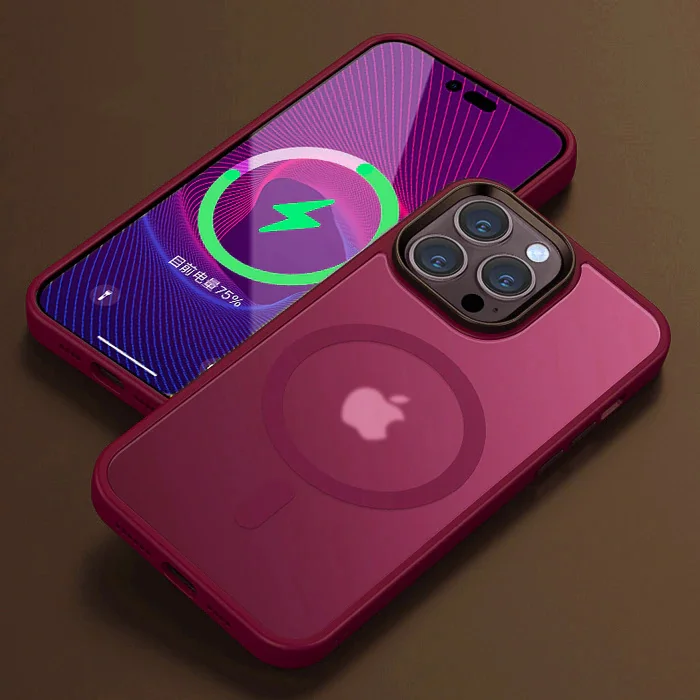 thumbnail image 1 of Matte Translucent Frosted Phone Case For iPhone 15 14 13 12 11 Pro Max Plus Magnetic Case For Magsafe Wireless Charging Cover, 1 of 5