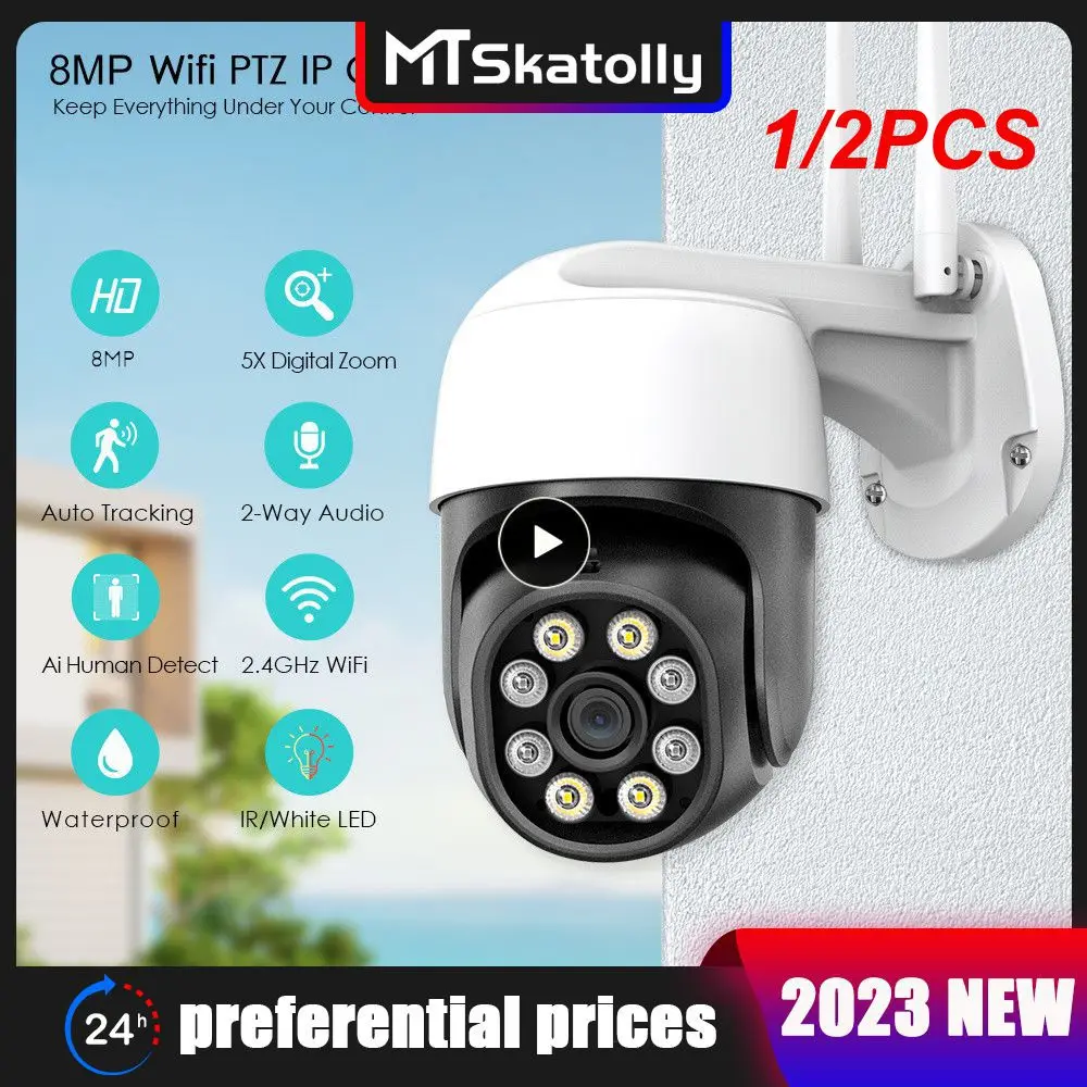 

1/2PCS 8MP Binocular Security Camera Outdoor WiFi PTZ Dual Lens 4MP Surveillance CCTV IP Camera AI Tracking P2P IP66 ICsee