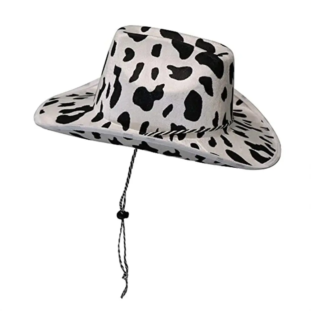 

White Cool Drawstring Cow Pink Star Windproof Cowboy Hat Stetson Girl Cap Cowgirl Hat