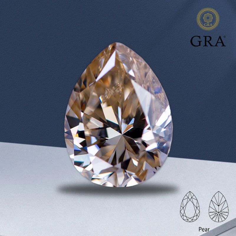 

Moissanite Pear Cut Tea Yellow Primary Color with GRA Certificate for Charms Jewelry Making DIY Necklace Earrings Materials