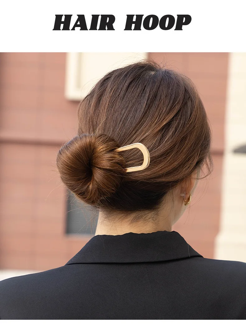 U-förmige Haargabel, modische Legierung, Haarnadel, Gold, Silber, Schwarz, Farbe, Metall-Haarnadel, geometrisches Design, Kopfbedeckung, Haarstäbchen für Damen und Mädchen – Detail 5