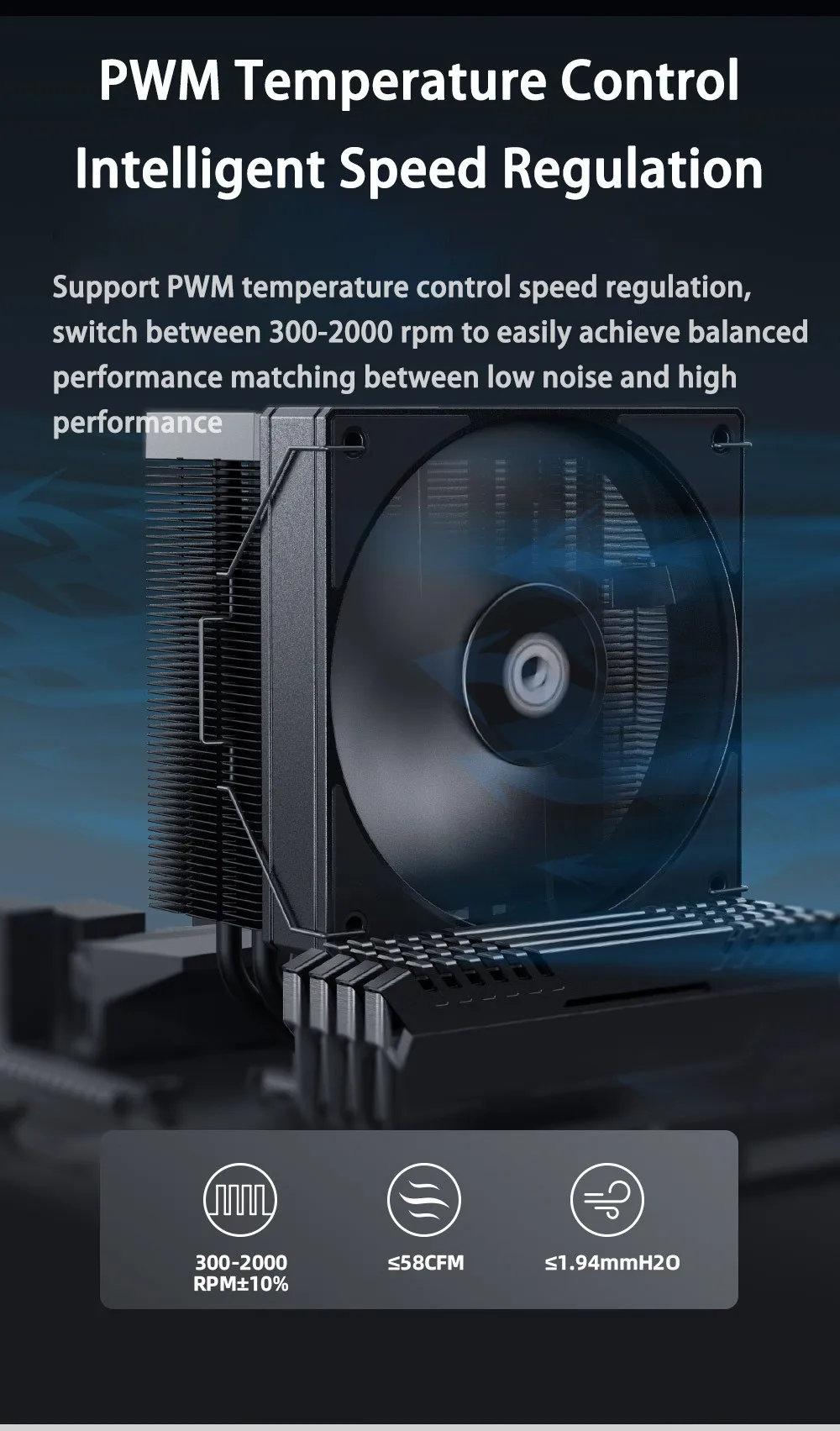 ID-COOLING AS-120 Computer Case Fan 120mm  4PIN PWM Fan Low Noise Cooling Fan Ap