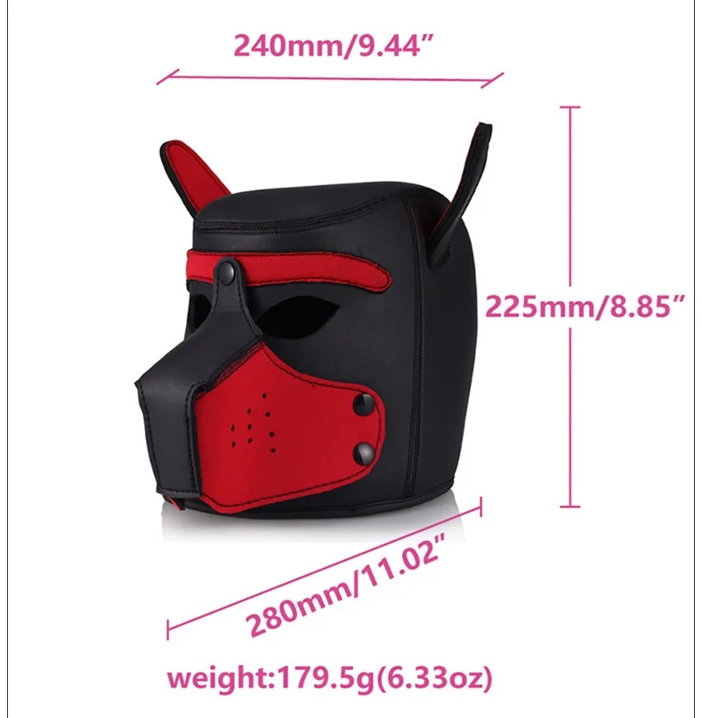 Cucciolo mascherato Gay Hood Maschera in neoprene Muso Giochi per animali domestici per adulti Dog Slave Full Head Bo_voghion.com