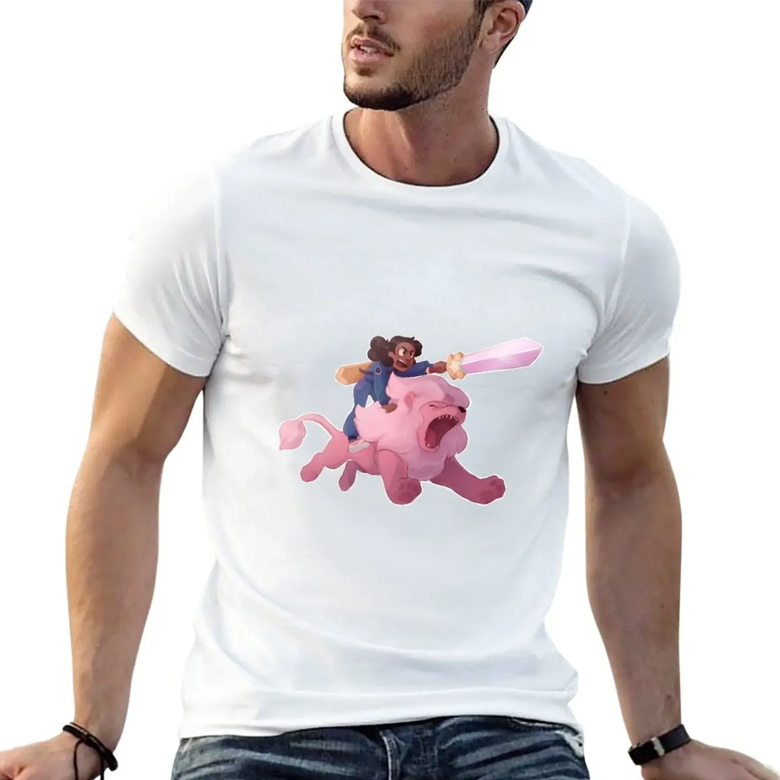 

Connie and Lion T-Shirt anime summer top customs workout shirts for men