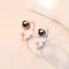 I Love You In 100 Languages Ring Wedding Memory Bridal Romantic Rose Crown Projection Ring for Women Girl Friend Ladies Gifts 2