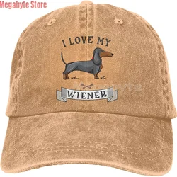 Baseball Cap Dachshund Weiner Dog Hat Men Women Adjustable Trucker Fashion Washed Denim Caps for Outdoor Black