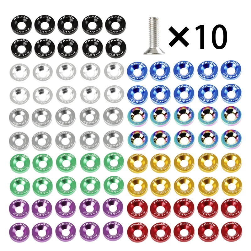 10 pcs Aluminum Car Fender Bumper Engine Washer Bolts JDM M6x20mm Modified Hex Fasteners Concave Screws Universal car accessories,auto fasteners,auto accessories,car screws,kids trousers,fender washers