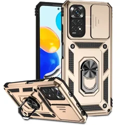 Armor Ring Bracket Push Phone Case with Enhanced Protection and Grip for RM Note10 PRO (Gold)