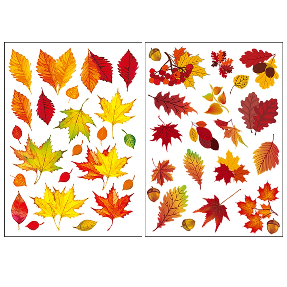 Thanksgiving Day Window Wall Sticker Home Warm Decoration Glueless Autumn Maple Leaf Art Pvc Decal
