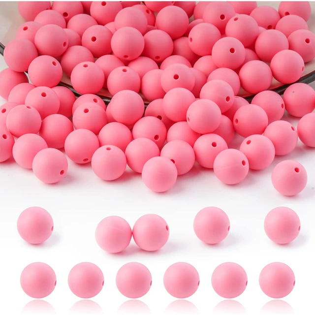 100Pcs Silicone Beads 15mm Round Silicone Bead Bulk Colorful Silicone Bead  Kit for Keychain Jewelry DIY Crafts Making, Mixed Color, 15mm, Hole: 2mm