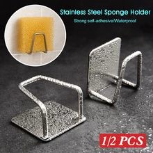 

Kitchen Stainless Steel Sponges Holder Self Adhesive Drain Drying Rack Kitchen Wall Hooks Accessories Storage Organizer