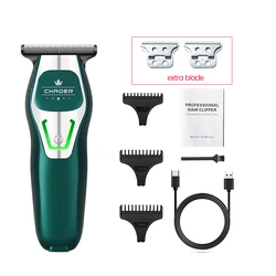 Precision Electric Hair Trimmer for Men - Rechargeable T Blade Clipper & Shaver (Green two blades)
