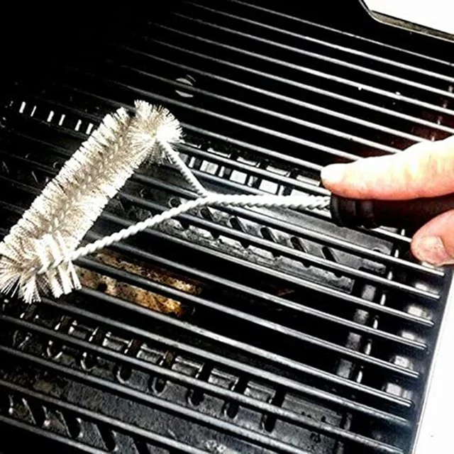 Bbq Tisztító Kefe Grillező Tartozékok Grillkészlet Rozsdamentes Acél Huzal Sörték Háromszög Konyhai Eszközök Főzési Szerszámok - Image 2